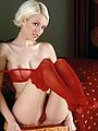 Babe in sexy red stockings